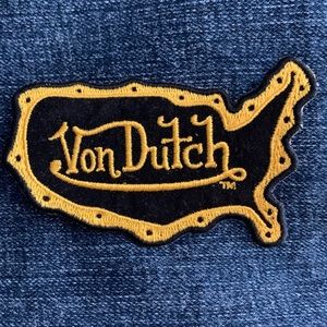 Y2K VON DUTCH EMBROIDERED USA MAP SEW-ON PATCH.